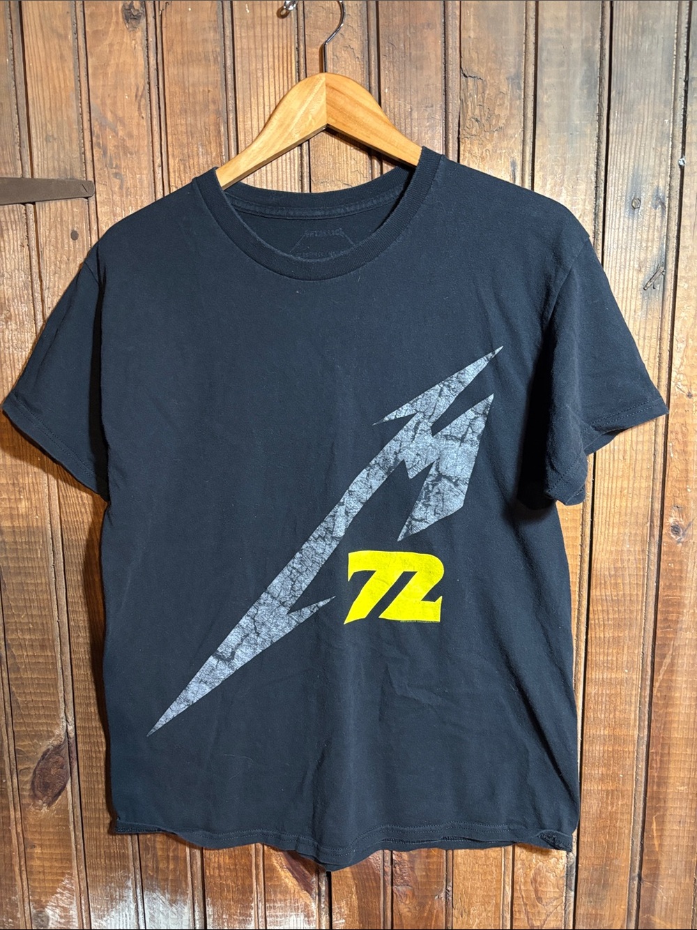 Men's Black Metallica Graphic Tee with Yellow '72' Accent